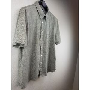 Mens Perry Ellis Short Slve Shirt Olive Flower 2X